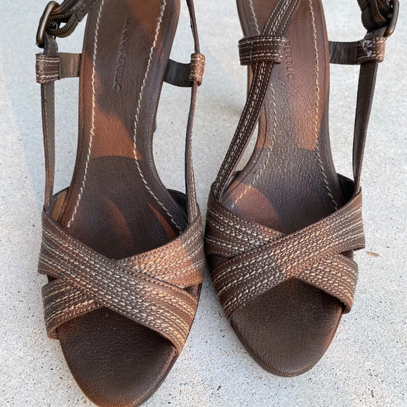 Banana Republic heels platform slingback brown 7.5 - Picture 7 of 16